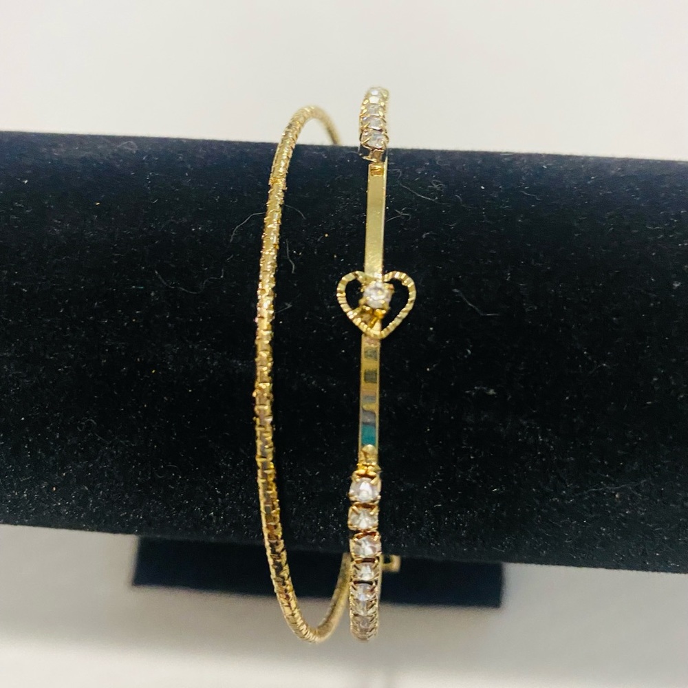 Gold heart Diamond bracelet set
